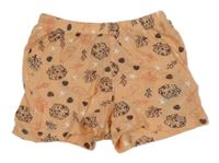 Oranžové bavlněné perforované kraťasy s mořskými koníky Lupilu