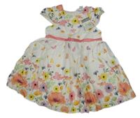 Nové - Bílo-barevné plátěné květované šaty Primark