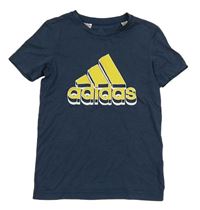 Tmavomodré sportovní funkční tričko s logem Adidas