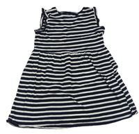 Tmavomodro-bílé pruhované bavlněné šaty H&M