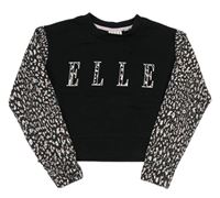 Černo-vzorovaná crop mikina s logem Elle 