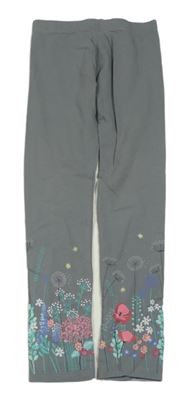 Tmavošedé legíny s kytičkami little kids