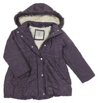 Fialový šusťákový zimní kabát s kapucí Mothercare