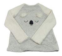 Šedo-bílá chlupatá mikina s koalou Primark