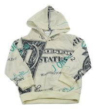 Smetanová mikina s nápisy a kapucí 