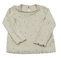 Světlebéžové žebrované triko s kytičkami George