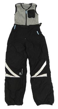 Šedo-černé fleecovo/šusťákové laclové oteplovačky 