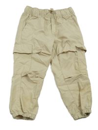 Béžové šusťákové cargo cuff kalhoty H&M