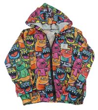 Barevná šusťáková lehká bunda s příšerkami a kapucí Shein
