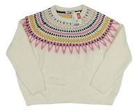 Nové - smetanový vlněný oversize svetr se vzorem H&M