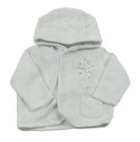 Bílá sametová propínací mikina s medvídkem a kapucí C&A