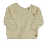 Smetanový propínací svetr 