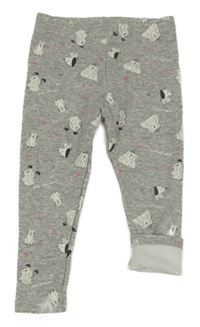 Šedé silnější legíny s pejsky Pocopiano