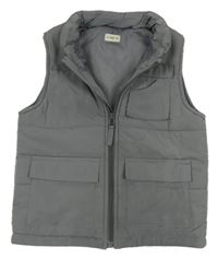 Šedá šusťáková zateplená vesta s kapsami F&F