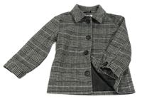 Šedo-černý vzorovano/kostkovaný podšitý kabát Primark