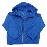 Modrá šusťáková lehká nepromokavá bunda s kapucí 