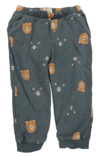 Tmavošedé tepláky s medvídky 