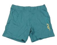 Modrozelené pyžamové kraťasy s nápisem Pocopiano