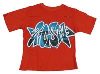 Červené tričko s grafitti Zara