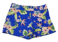 Modro-barevné květované lehké kraťasy New Look