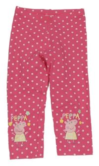 Růžové puntíkaté crop legíny s Peppou 