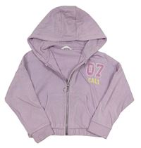 Lila propínací crop mikina s nápisem a kapucí M&S