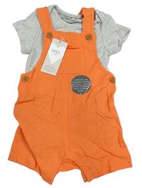 2set - Oranžové lněné laclové kraťasy + šedé body M&S