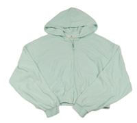 Světlemodrá froté crop mikina s kapucí H&M
