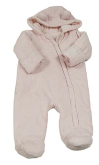 Světlerůžová sametová zateplená kombinéza s kapucí Matalan