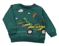 Zelená mikina s auty a dinosaury F&F