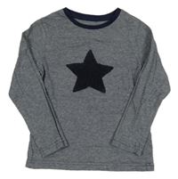 Tmavomodro-bílé pruhované triko s hvězdičkou 