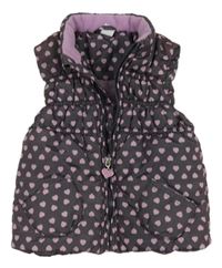 Šedá šusťáková prošívaná zateplená vesta se srdíčky Dopodopo