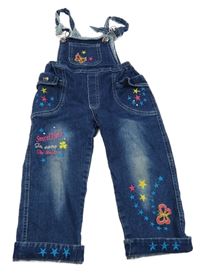 Tmavomodré riflové lacláče s hvězdičkami a motýlky 