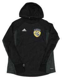 Černo-šedá fotbalová funkční mikina s kapucí Adidas