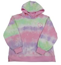 Barevná batikovaná mikina s nápisem a kapucí Dunnes