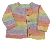 Barevný pruhovaný propínací žinylkový svetr Ergee