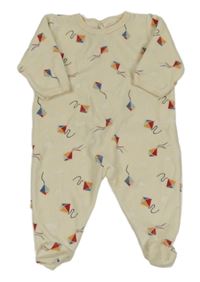 Smetanový sametový overal s draky Petit Bateau