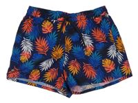 Tmavomodré plážové kraťasy s listy Decathlon