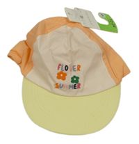 Nové - Oranžovo-žlutá plátěná kšiltovka s kytičkami Primark