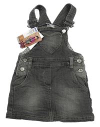 Nové - Šedá riflová laclová podšitá sukně Papagino