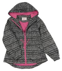 Černo-bílá vzorovaná šusťáková jarní parka s kapucí George