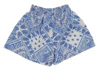 Modro-bílé vzorované lehké kraťasy 
