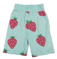 Světlemodré bavlněné kraťasy s jahůdkami 