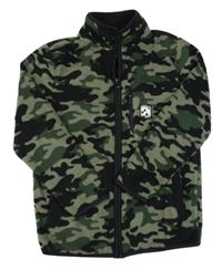 Černo-khaki army fleecová propínací mikina s rolákem F&F