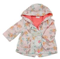Nové - Bílá šusťáková jarní parka s květy a kapucí F&F