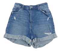 Modré riflové kraťasy s prošoupáním H&M