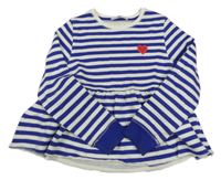 Tmavomodro-bílá pruhovaná peplum mikina M&S