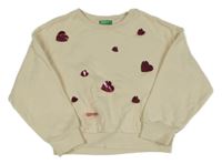 Smetanová oversize mikina s flitry Benetton