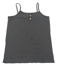 Tmavošedý žebrovaný top s knoflíčky Tu