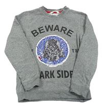 Šedá melírovaná mikina s překlápěcími flitry se Star Wars a nápisy H&M